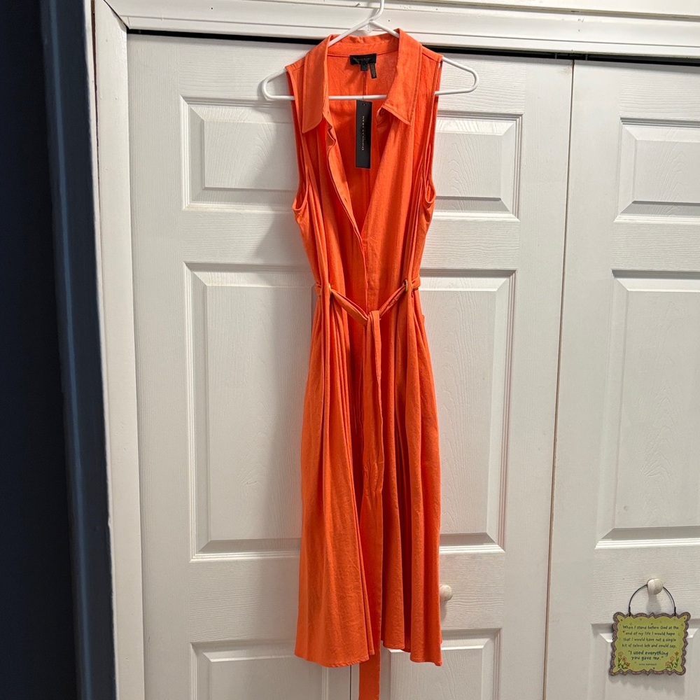 Donna Karan Vibrant Orange Midi Dress